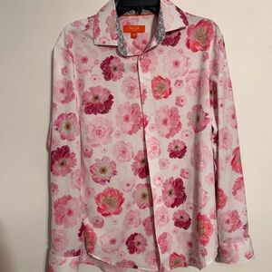 TALLIA SPORT Pink Floral Button-Front Shirt